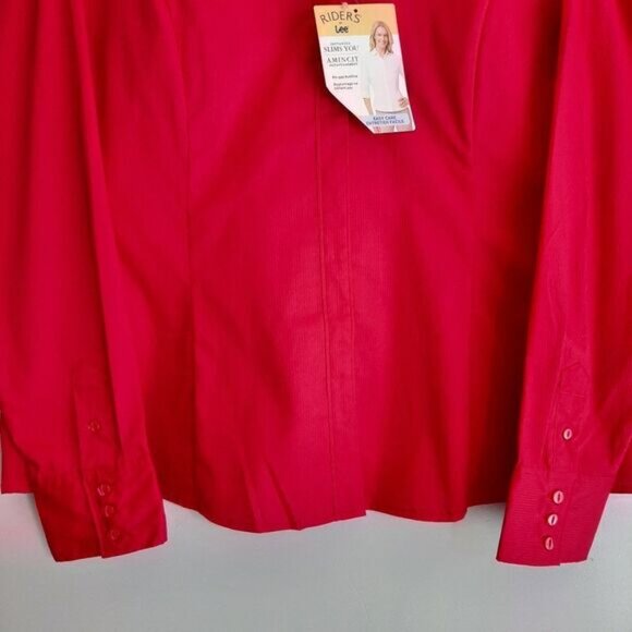 RIDERS by LEE RED / Easy Care Button Down Shirt Top Tonal Stripe Red Sz XL - Picture 3 of 14